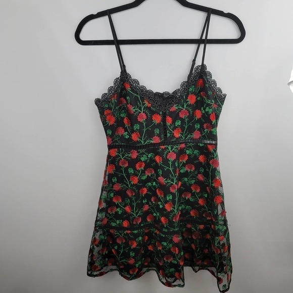 JACK by BB Dakota Nothin to Mesh With Black Floral Embroidered Skater Dress NEW - Picture 8 of 10